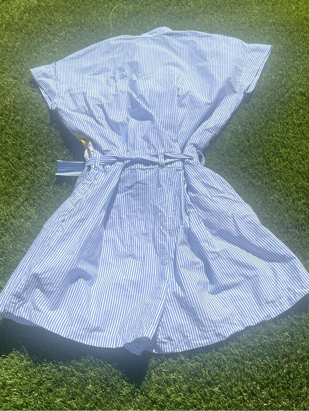 Zara Blue and White Striped Floral Romper - Picture 6 of 9
